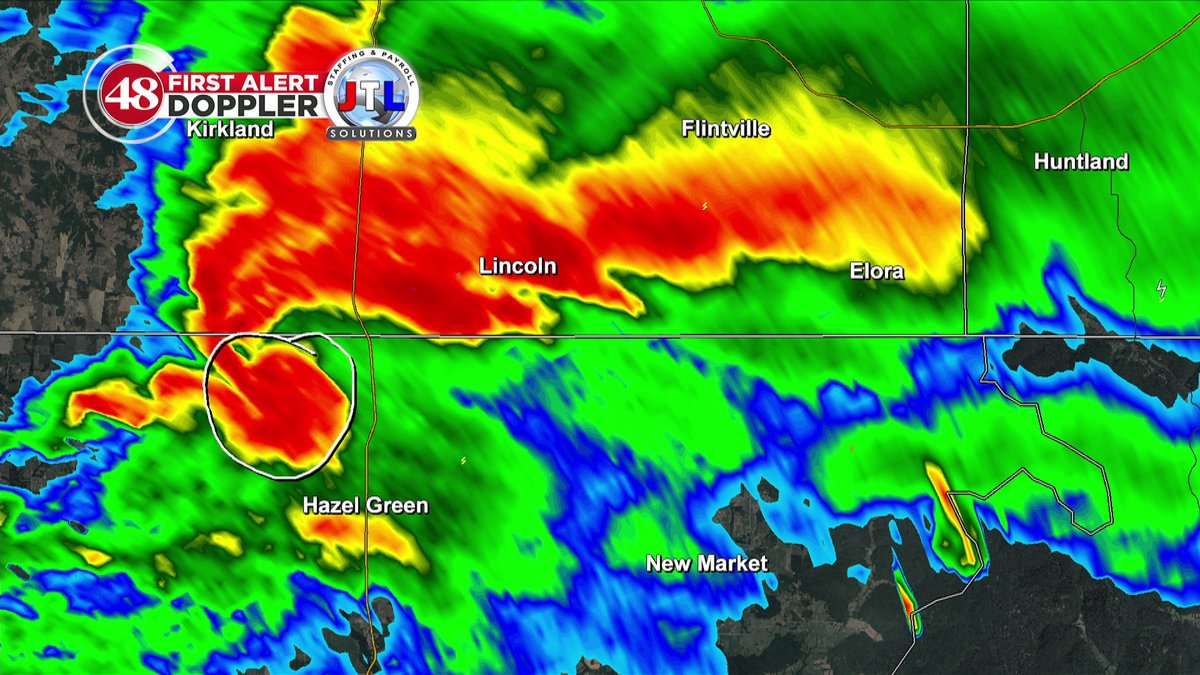 DEBRIS BALL north of Hazel Green, AL. Large tornado likely on the ...