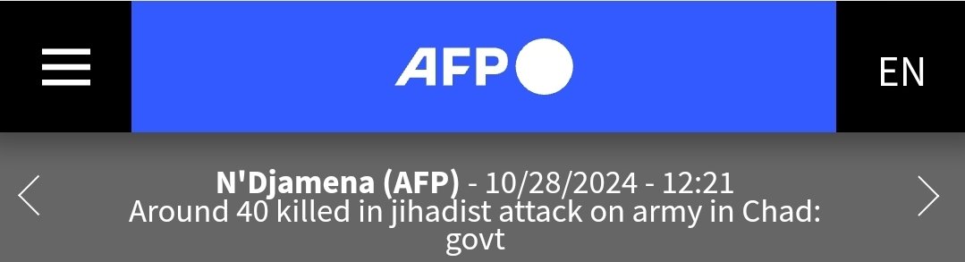 Seems like the biggest jihadi attack on Chad in years. Government has just announced the loss of 40 soldiers after suspected ISWAP or JAS militants attacked a 200-strong army base in Barkaram